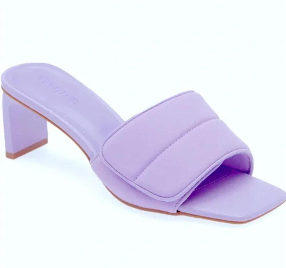 NWOT Open Edit Cava Slide Sandals 7.5 Purple Puffy Women Slip On 90s Square Toe